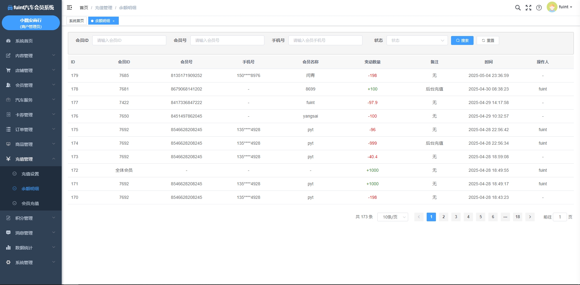 fuint汽车版本会员营销系统演示